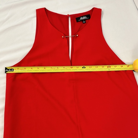 Lulu’s Near or Bar Red Shift Dress Sleeveless Keyhole back Gold Bar size Large - Picture 9 of 11